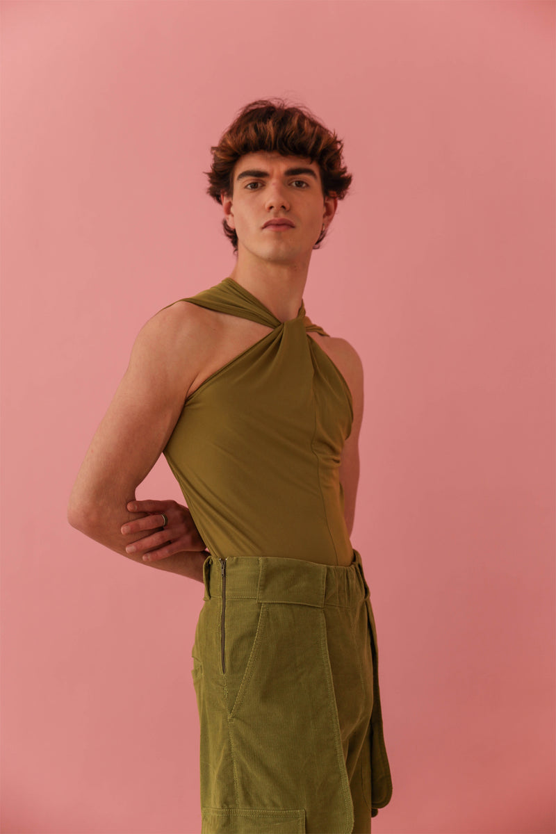 Green draped tank top – victorvonschwarz