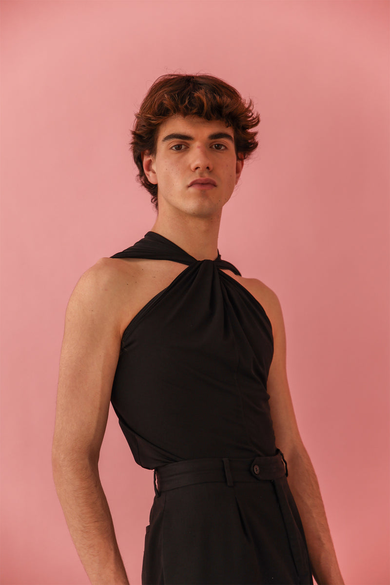 Black draped tank top – victorvonschwarz