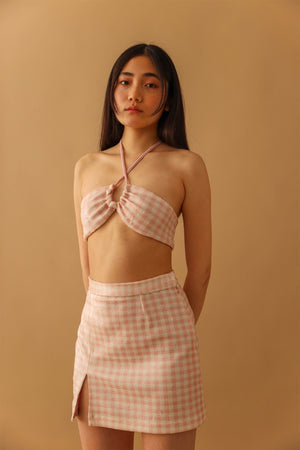 Gingham sequins top
