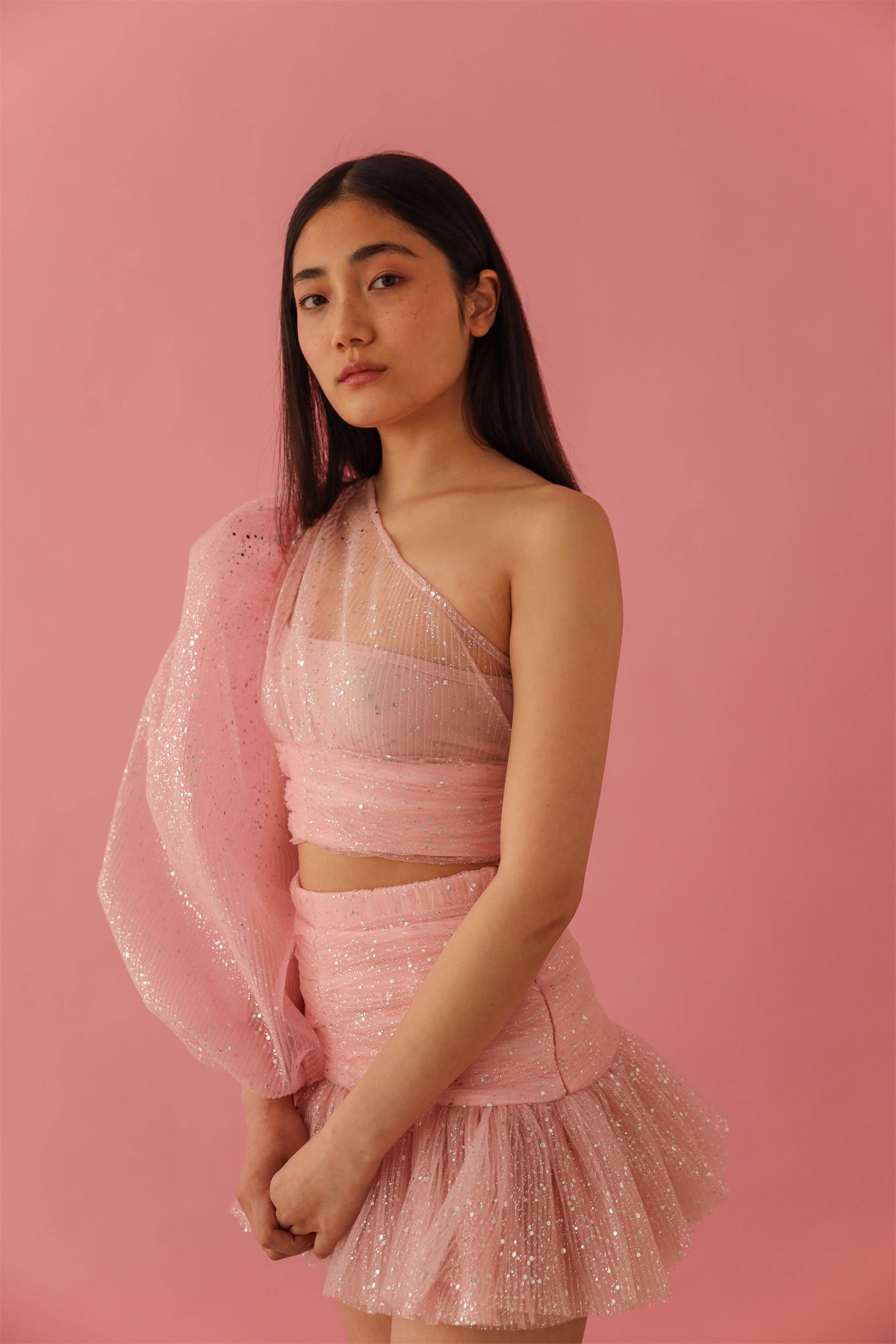Asymmetrical tulle set
